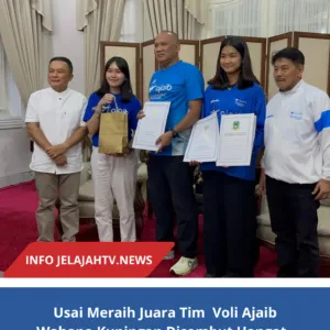 Usai Meraih Juara Tim  Voli Ajaib Wahana Kuningan Disambut Hangat Oleh Bupati