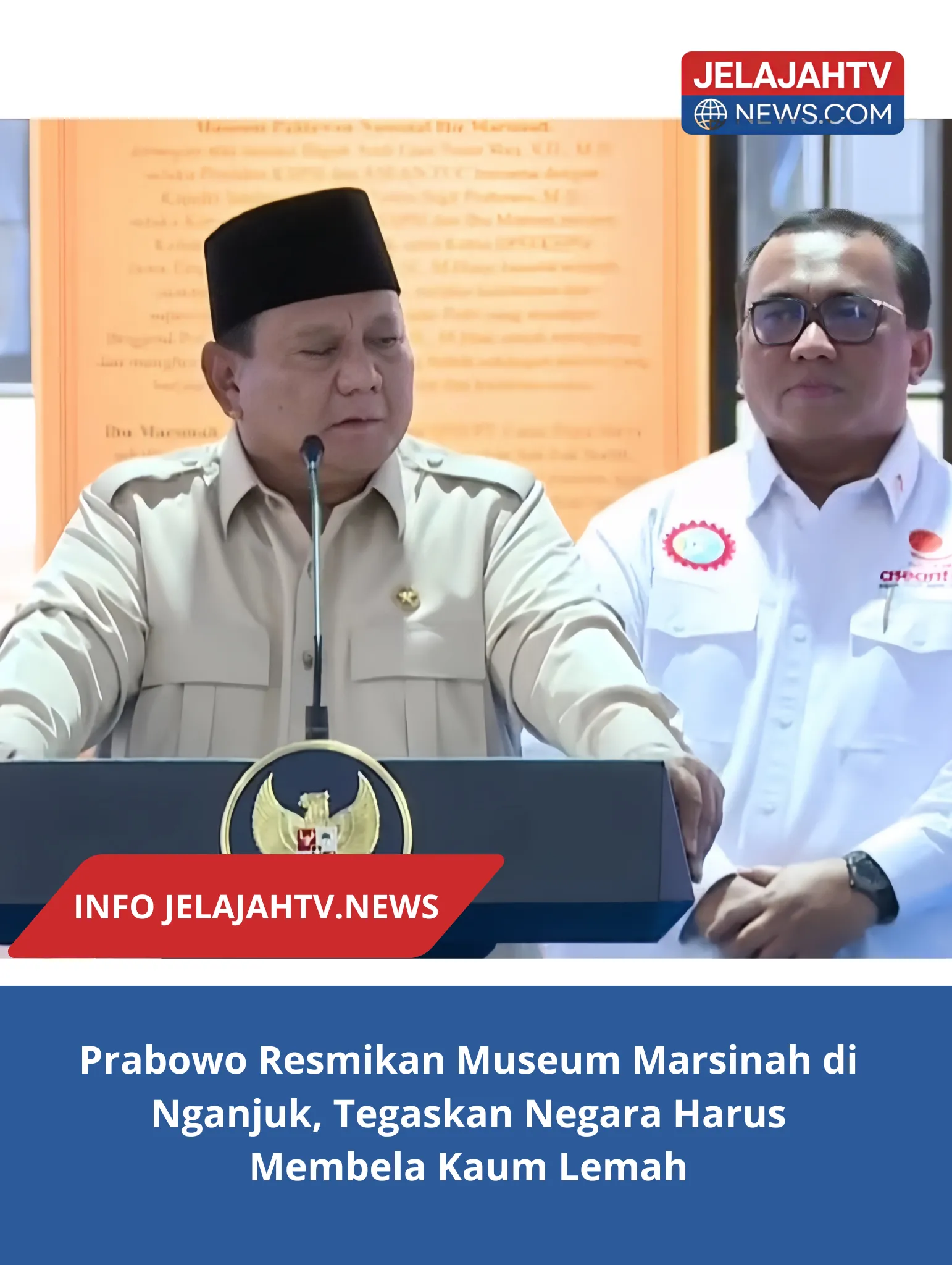 Prabowo Resmikan Museum Marsinah di Nganjuk, Tegaskan Negara Harus Membela Kaum Lemah