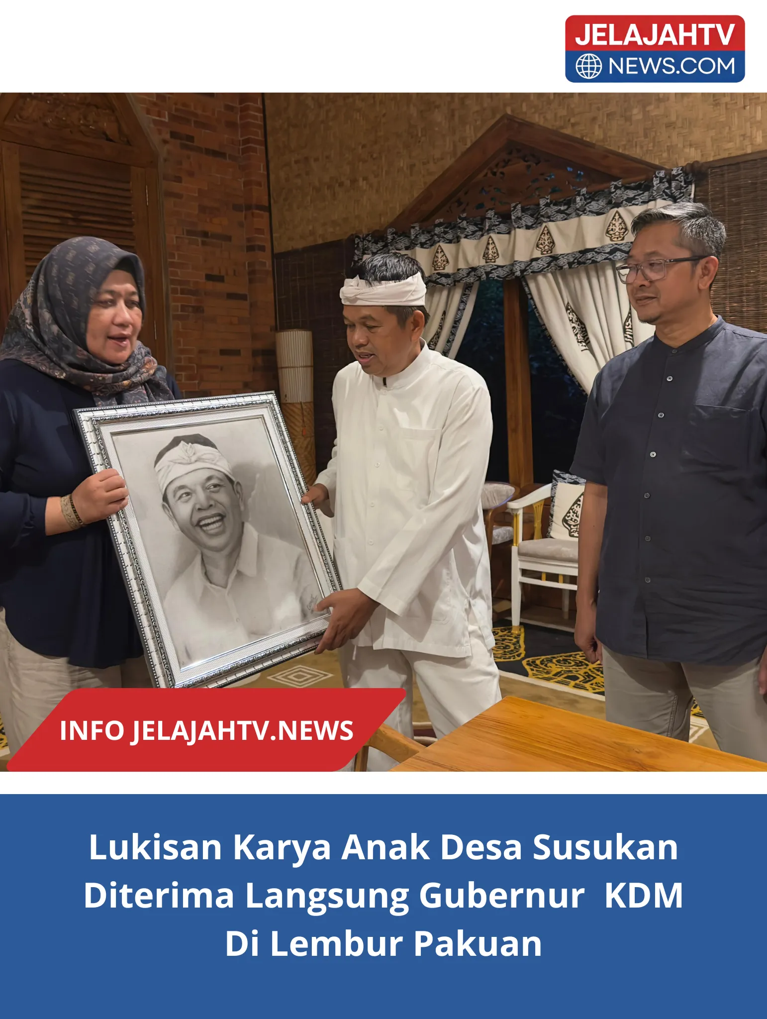 Lukisan Karya Anak Desa Susukan Diterima Langsung Gubernur KDM Di Lembur Pakuan