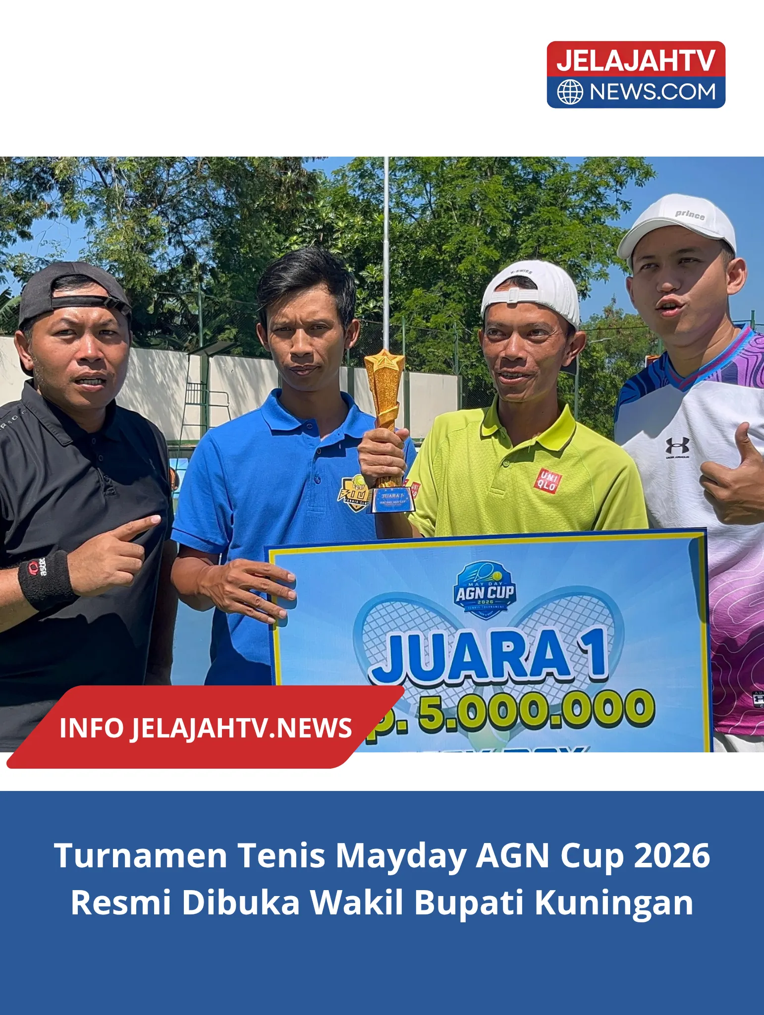 Mayday AGN Cup 2026 Sukses Digelar, 64 Petenis Bertarung Sengit di Kuningan, BIUS A Tampil Sebagai Juara