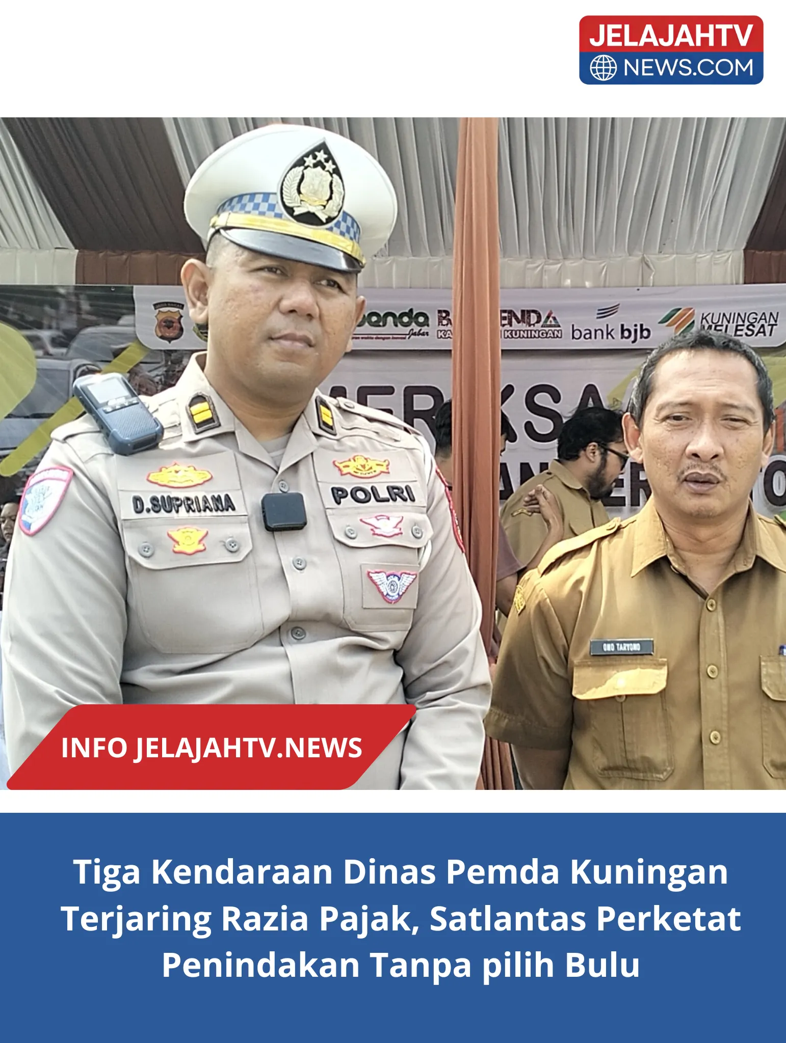Tiga Kendaraan Dinas Pemda Kuningan Terjaring Razia Pajak, Satlantas Perketat Penindakan Tanpa pilih Bulu