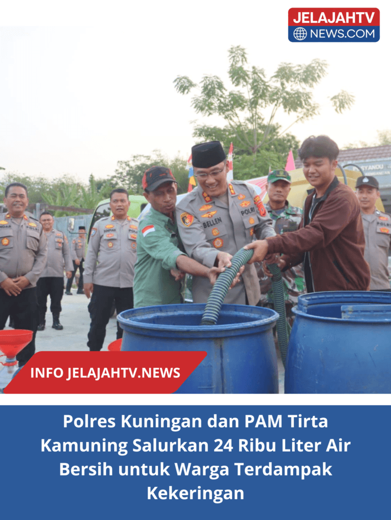 Polres Kuningan dan PAM Tirta Kamuning Salurkan 24 Ribu Liter Air Bersih untuk Warga Terdampak Kekeringan