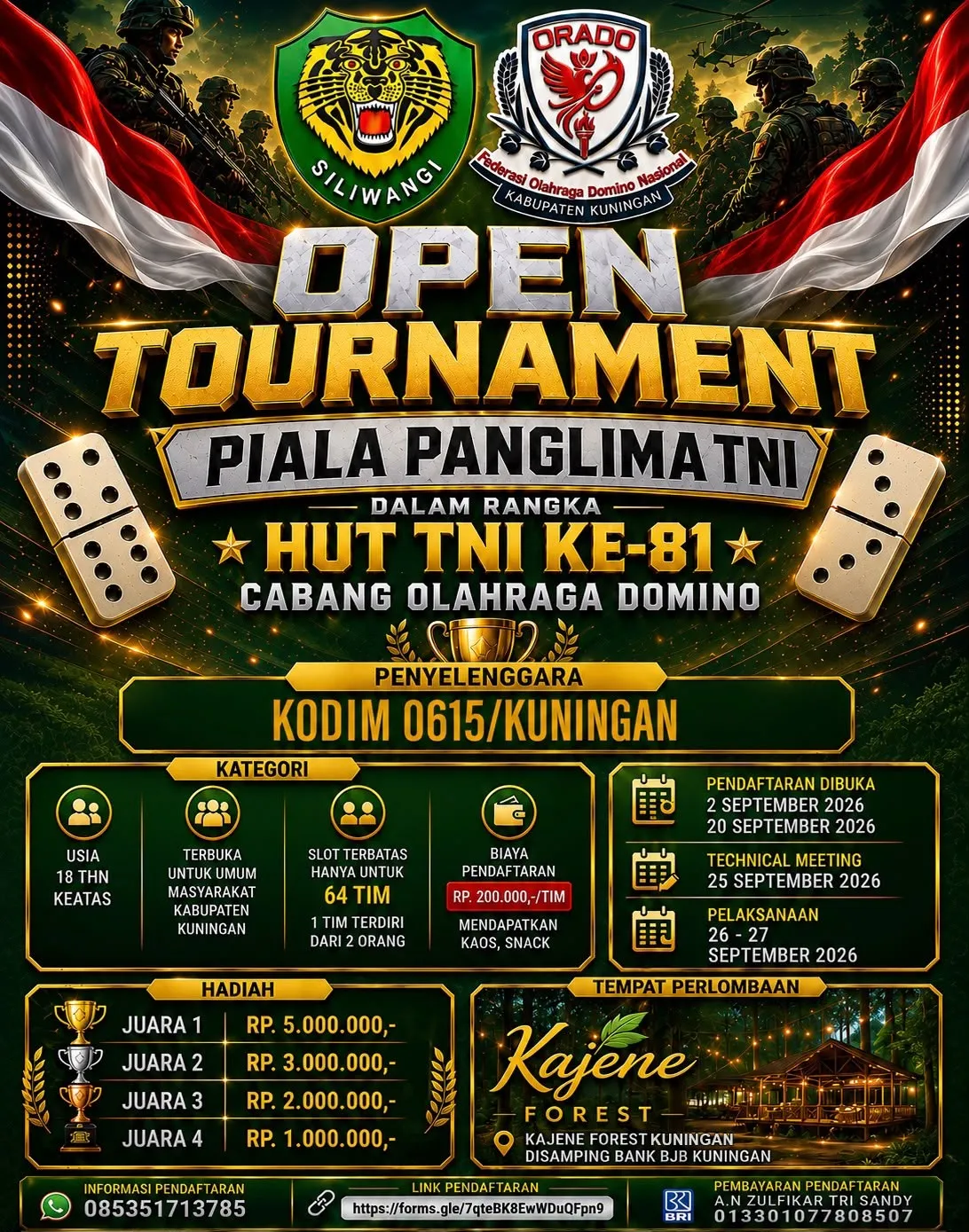 Kodim 0615 Kuningan Siap Sukseskan Open Tournament Domino HUT ke 81 TNI 2026