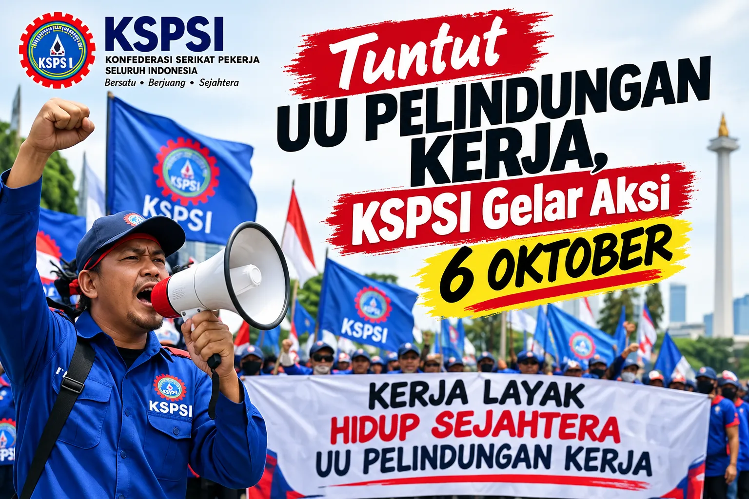 KSPSI Gelar Aksi Damai Tuntut UU Pelindungan Ketenagakerjaan
