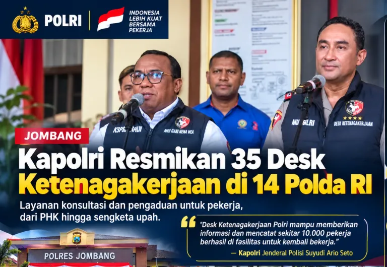 Kapolri Resmikan 35 Desk Ketenagakerjaan di 14 Polda