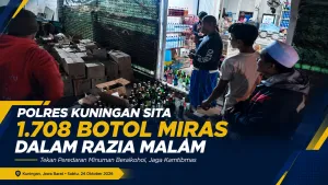 Polres Kuningan Sita 1.708 Botol Miras dalam Razia Malam